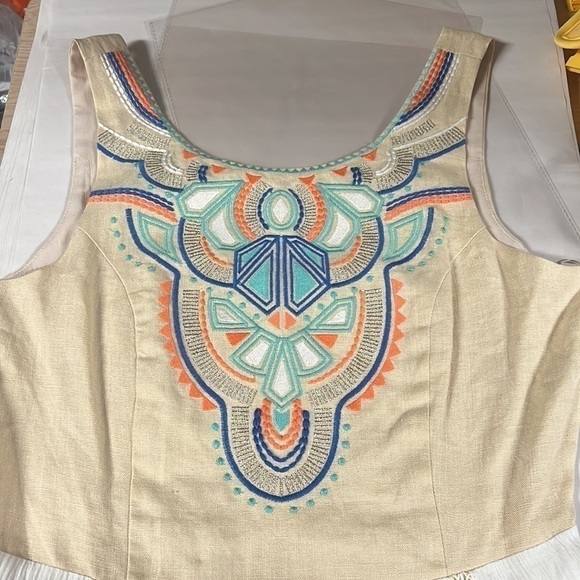 Anthropology | Champagne & Strawberry embroidered maxi dress | size medium - Picture 11 of 13